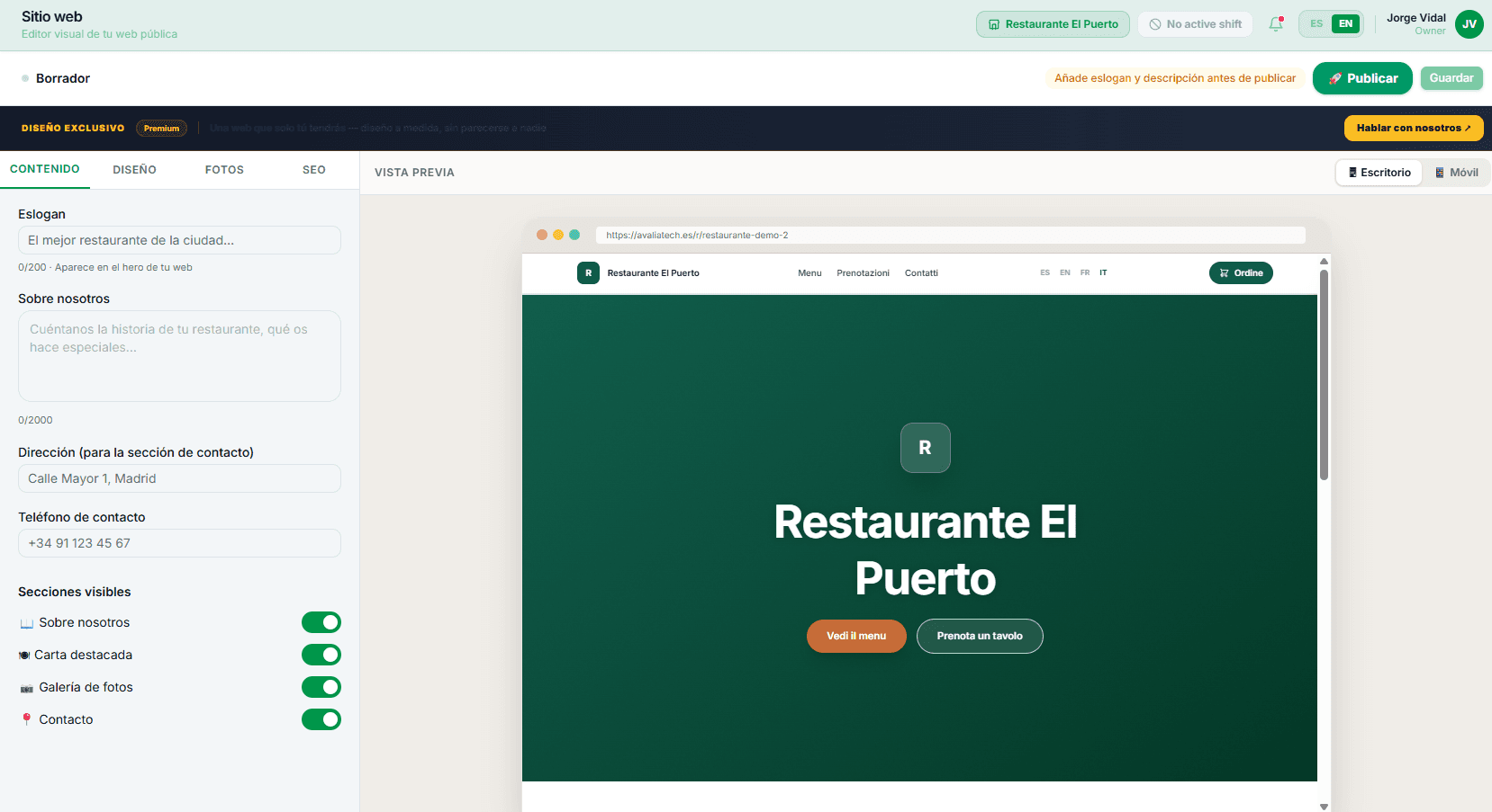 Web propia / Website